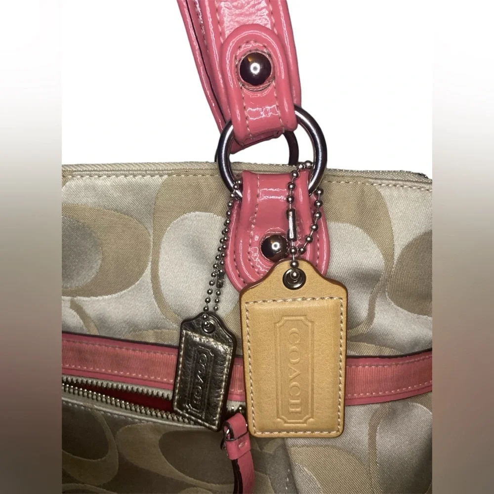 COACH POPPY SIGNATURE SATEEN GLAM TOTE